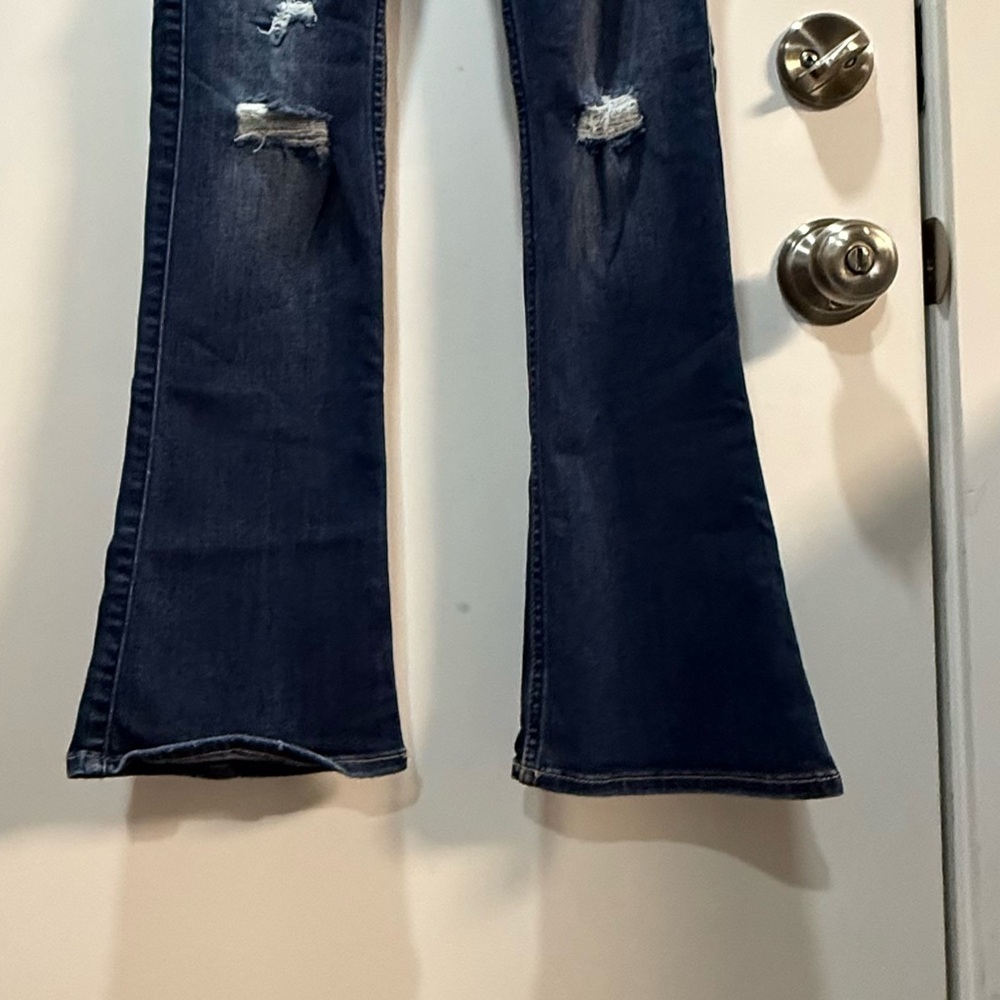 Hollister Dark Blue Distressed Flare Jeans - Picture 2 of 13